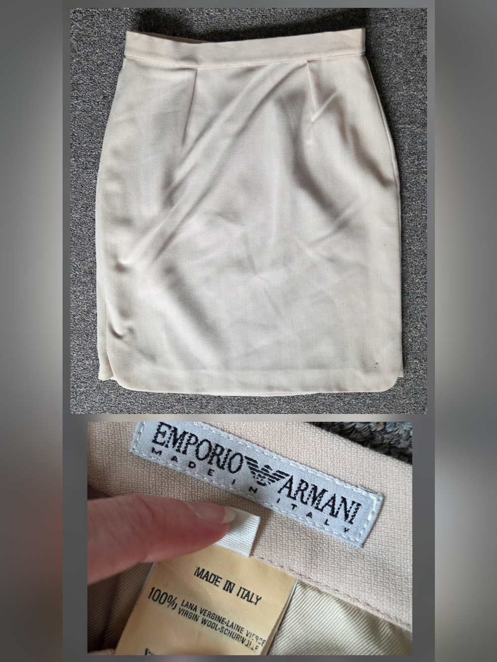 Emporio Armani Cream Virgin Wool Pencil Skirt - Made in Italy - IT 44 (US 6)